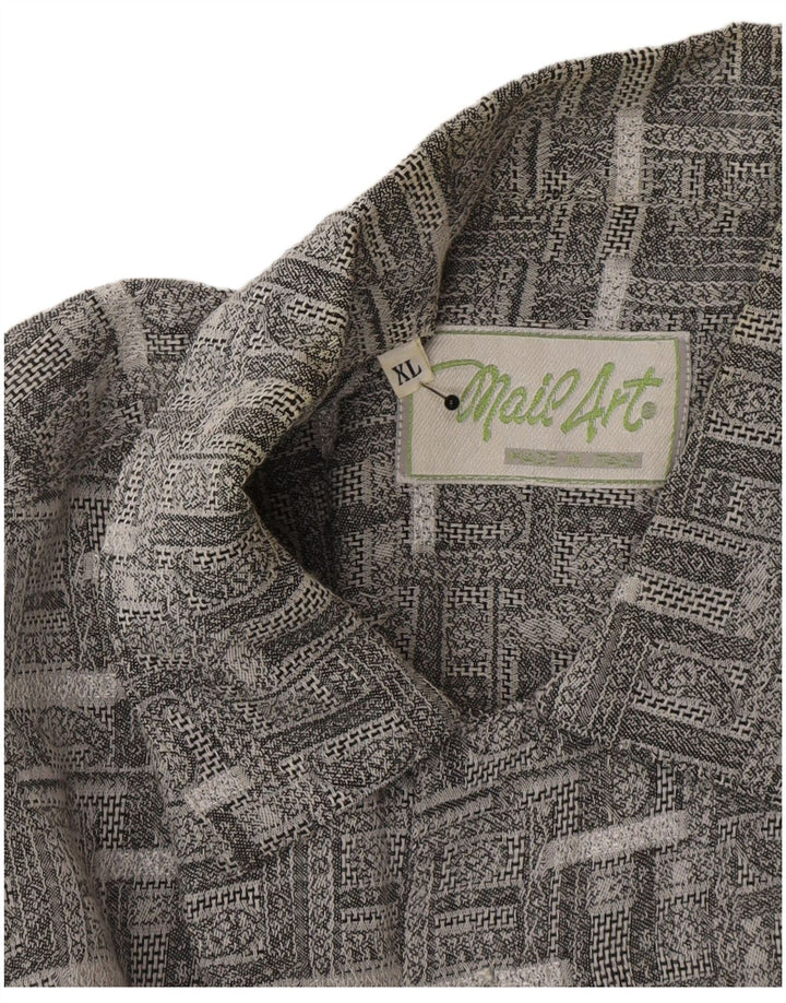Vintage kortærmet herreskjorte XL Grå Paisley