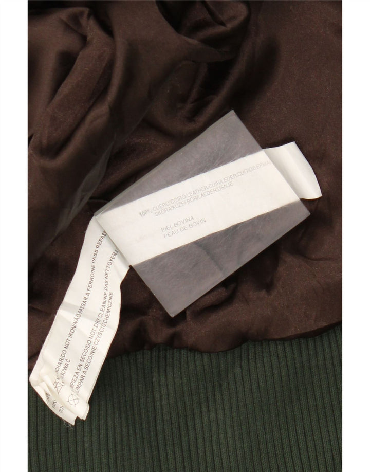 Bershka Womens Bomber Læderjakke UK 12 Medium Brown Læder