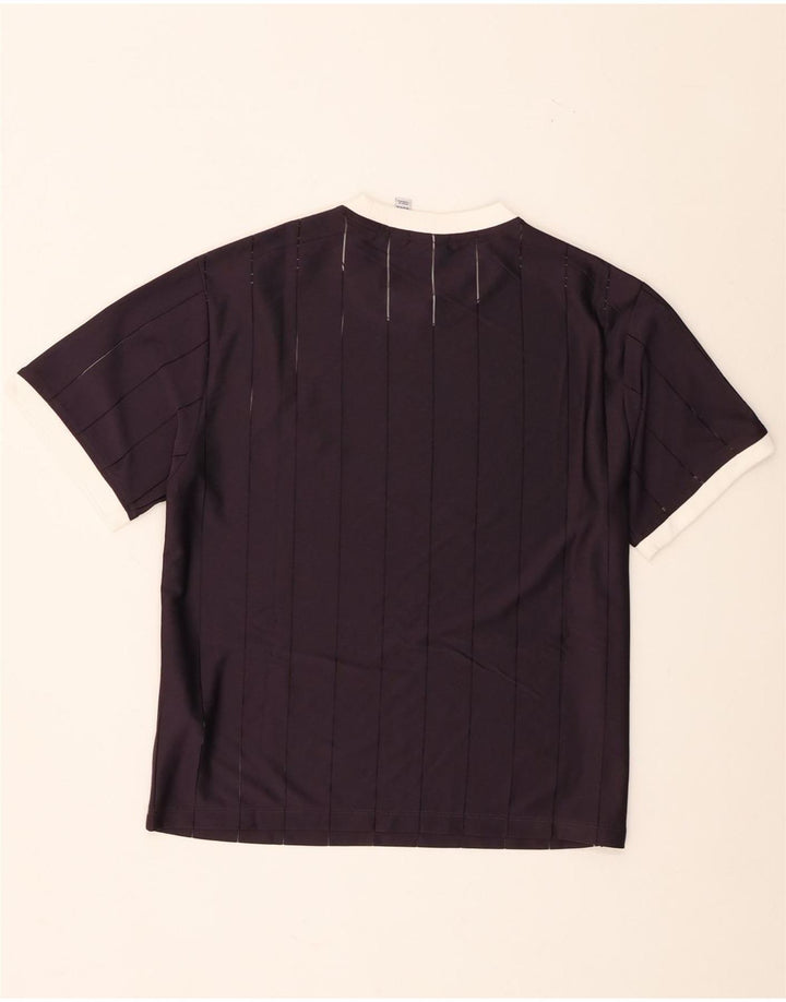 Adidas Dame T-Shirt Top UK 12/14 Medium Lilla Stribet Polyester