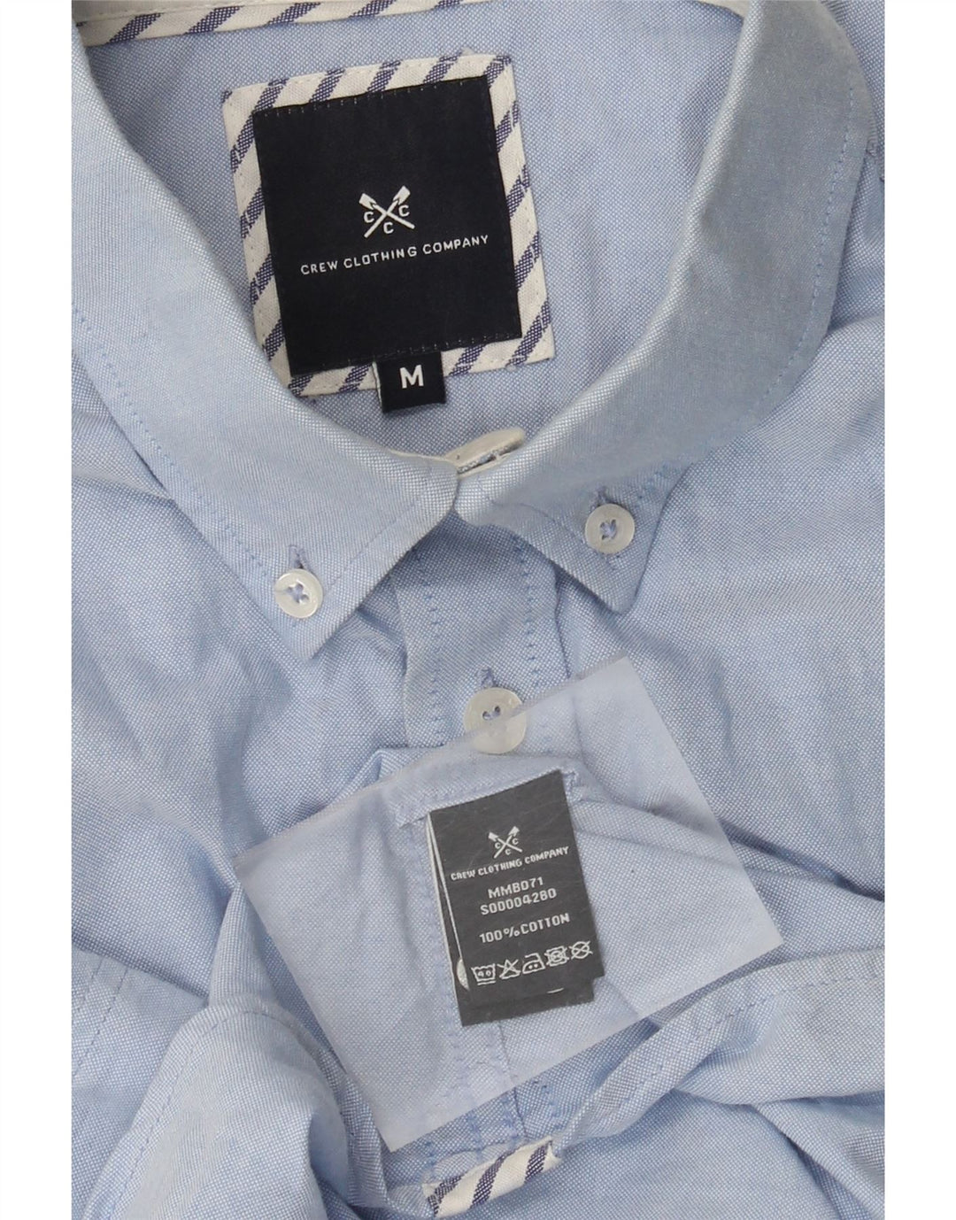 Crew Clothing Herre kortærmet skjorte Medium Blue Cotton