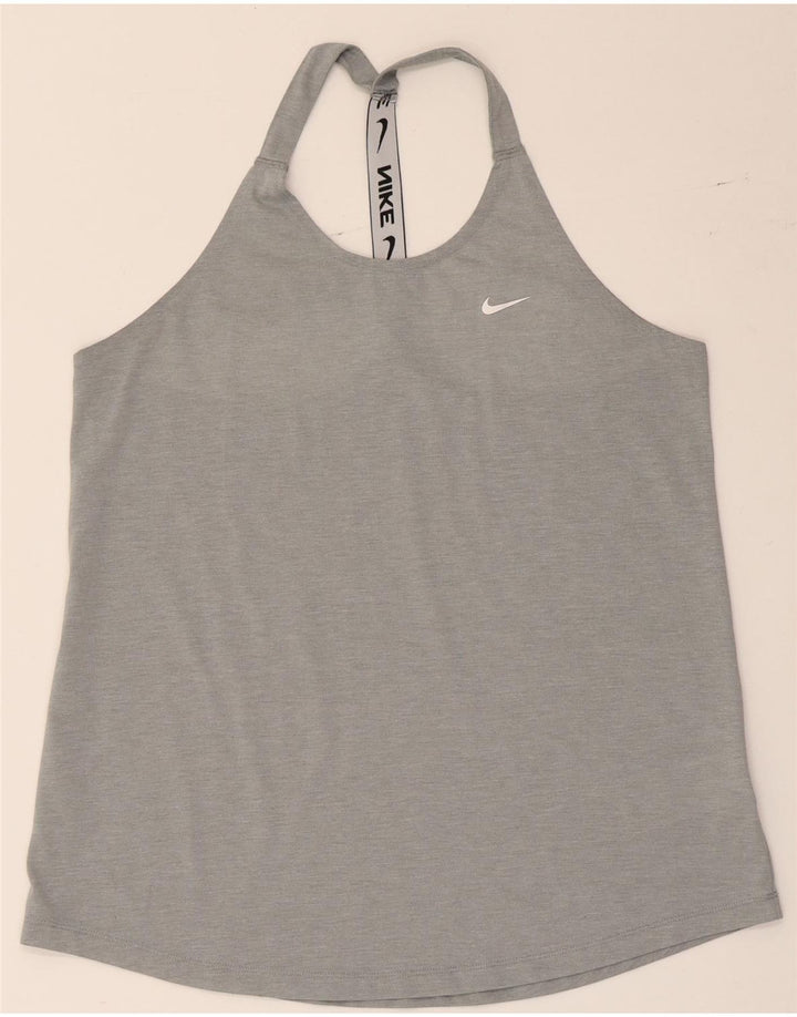 Nike Dame Dri Fit Grafisk Vest Top UK 14 Large Grå Polyester
