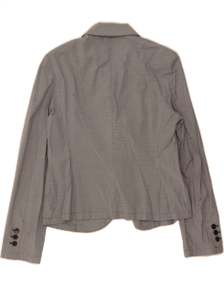 ST. EMILE Womens 2 Button Blazer Jacket UK 12 Medium  Grey Gingham Cotton Vintage ST. Emile and Second-Hand ST. Emile from Messina Hembry 