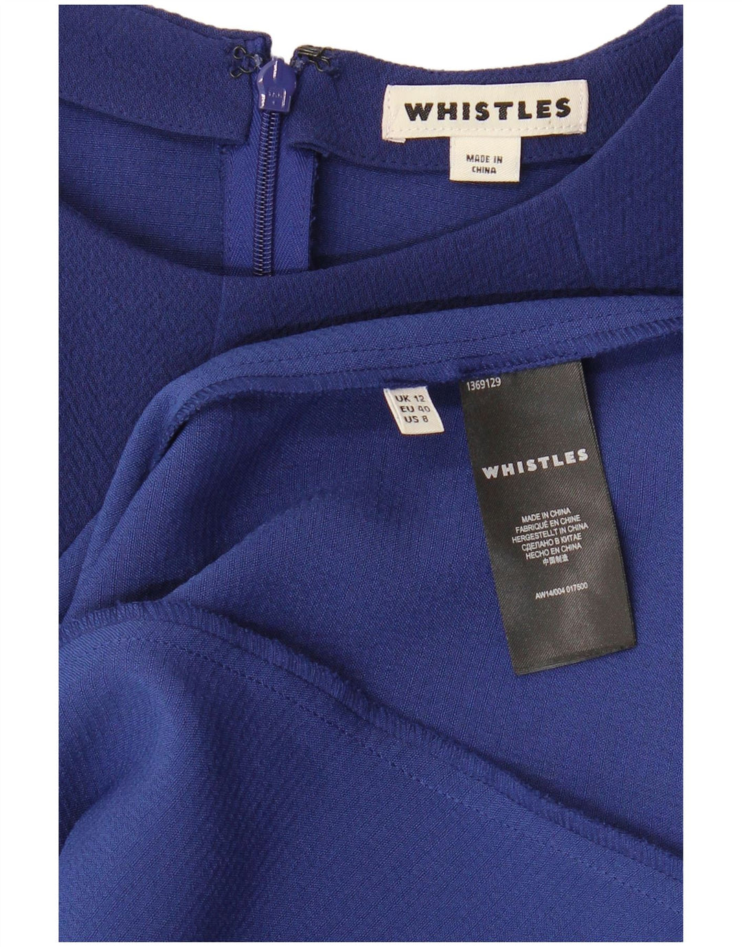 WHISTLES Dame A-Line Kjole UK 12 Medium Navy Blue Polyester