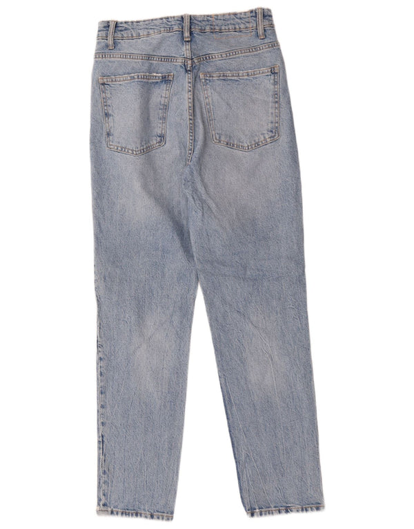 Zara Højtaljede koniske jeans til kvinder EU 36 XS W26 L28 Blå Bomuld