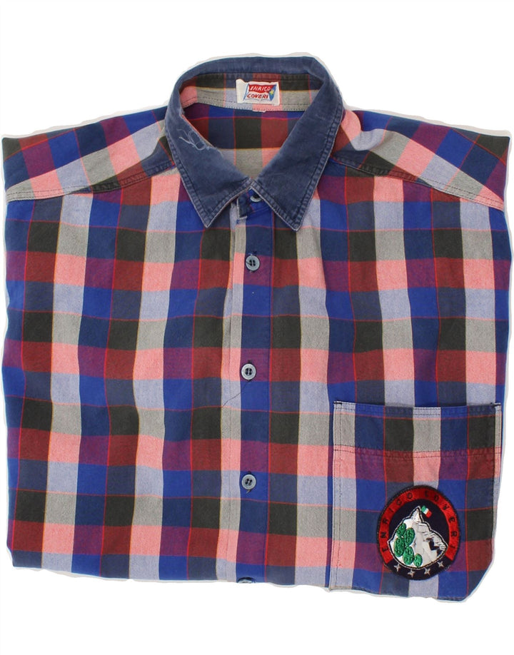 ENRICO COVERI Mens Shirt Large Blue Check Vintage Enrico Coveri and Second-Hand Enrico Coveri from Messina Hembry 
