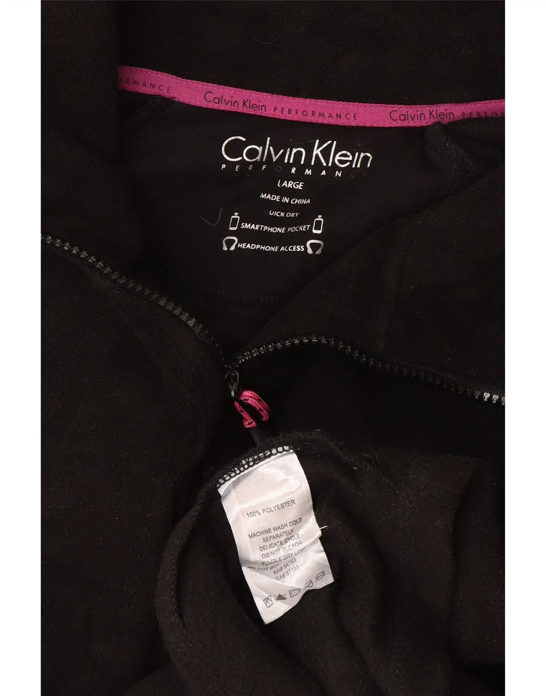 Calvin Klein Dame Grafisk Fleecejakke UK 16 Stor Sort Polyester
