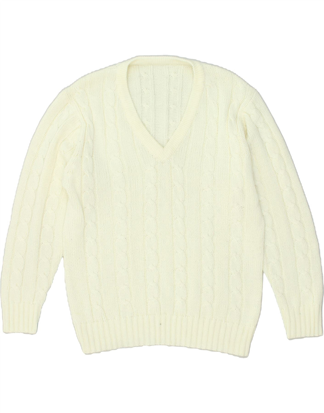 VINTAGE Womens V-Neck Jumper Sweater UK 16 Large Off White | Vintage Vintage | Thrift | Second-Hand Vintage | Used Clothing | Messina Hembry 