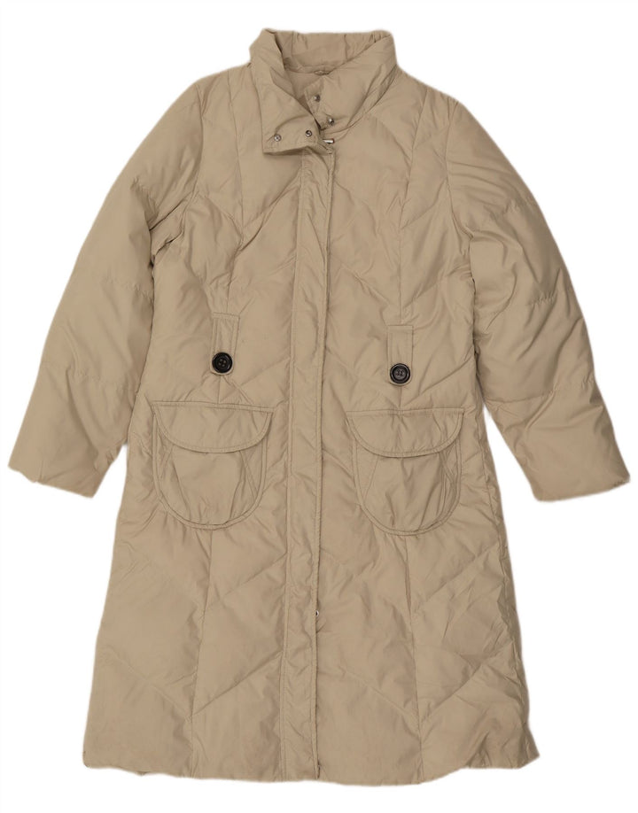 MARKS & SPENCER Womens Padded Coat UK 16 Large Beige Polyester