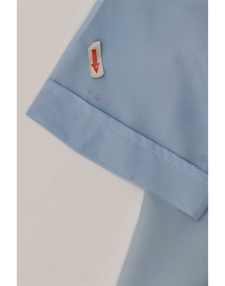 Vintage kortærmet skjortebluse til kvinder UK 14 Medium Blue Polyester