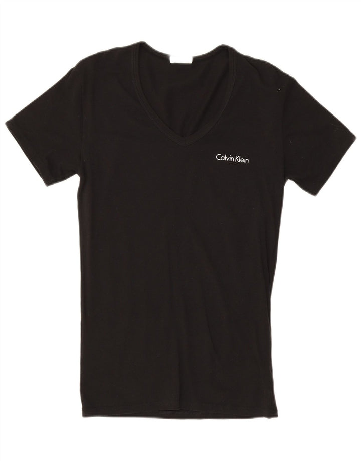 Calvin Klein Dame T-Shirt Top UK 10 Small Black Bomuld
