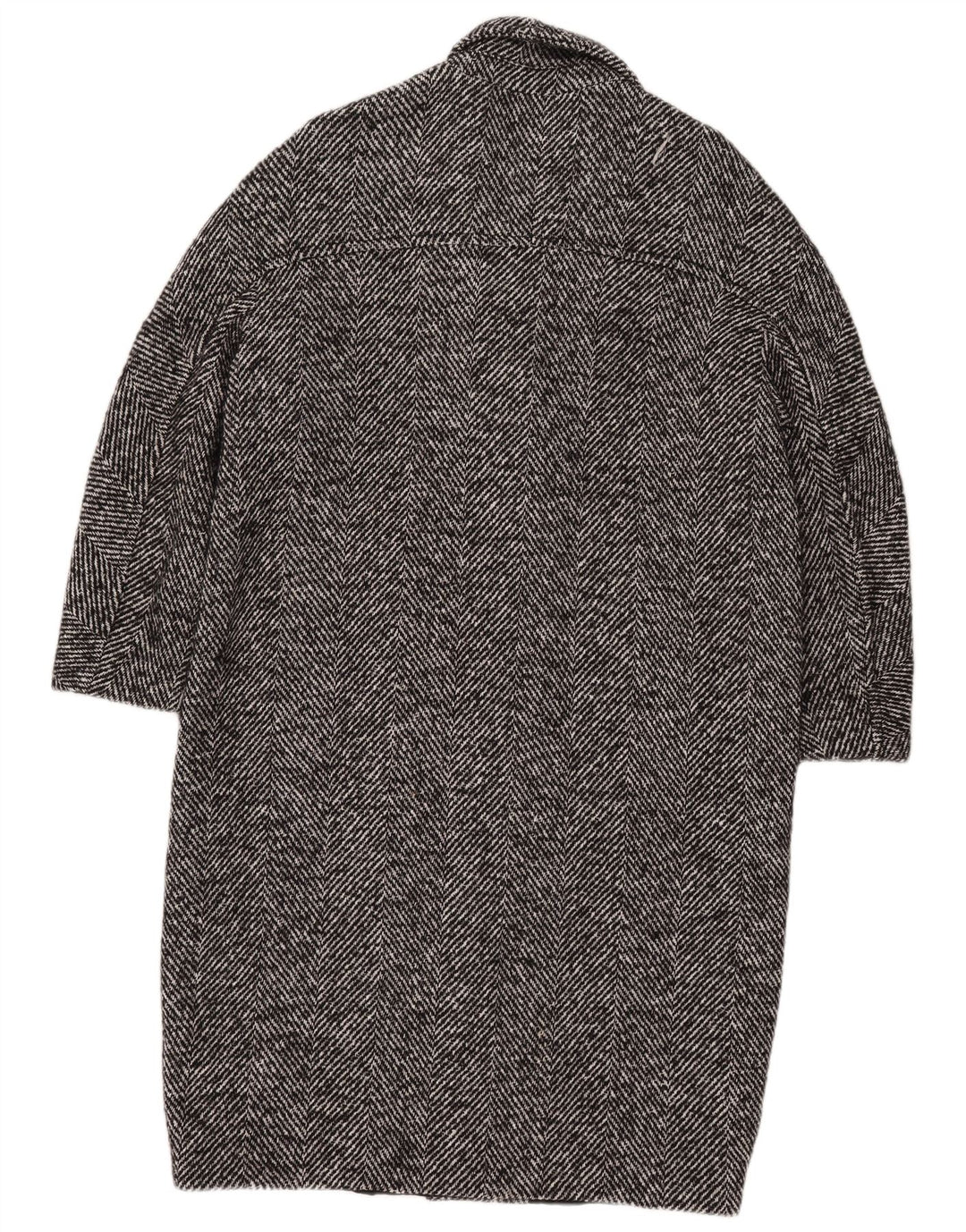 Zara Dame 3/4 ærmet overfrakke UK 14 Medium Sort sildebensbomuld