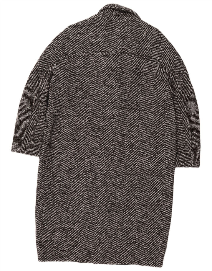 Zara Dame 3/4 ærmet overfrakke UK 14 Medium Sort sildebensbomuld