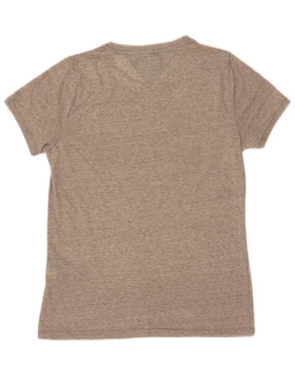 Tommy Hilfiger Dame Grafisk T-Shirt Top UK 10 Små Grå Flecked