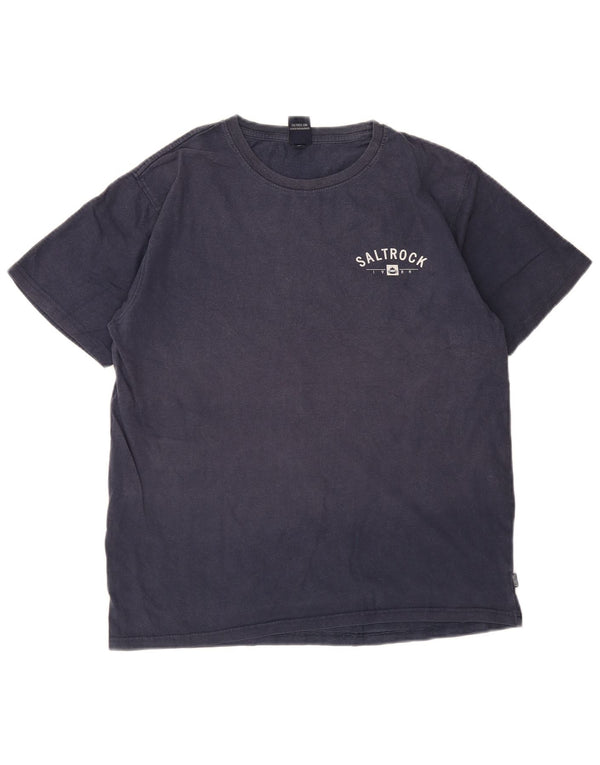 Saltrock Herre grafisk T-shirt Top Medium Marineblå Bomuld