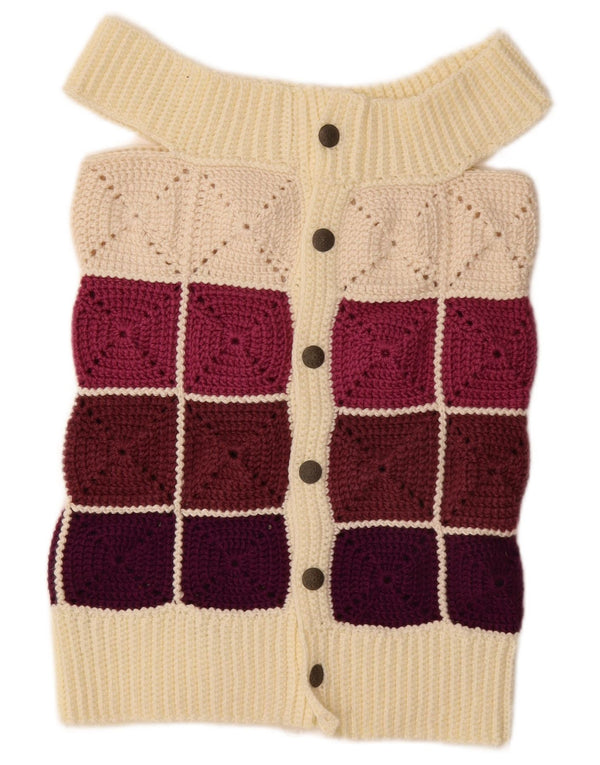 Vintage dame cardigan sweater UK 8 Small Multicolor Colourblock