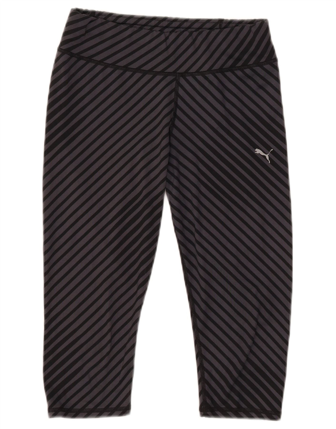Puma Dame Capri Leggings UK 12 Medium Grå Stribet Polyester