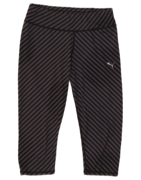 Puma Dame Capri Leggings UK 12 Medium Grå Stribet Polyester