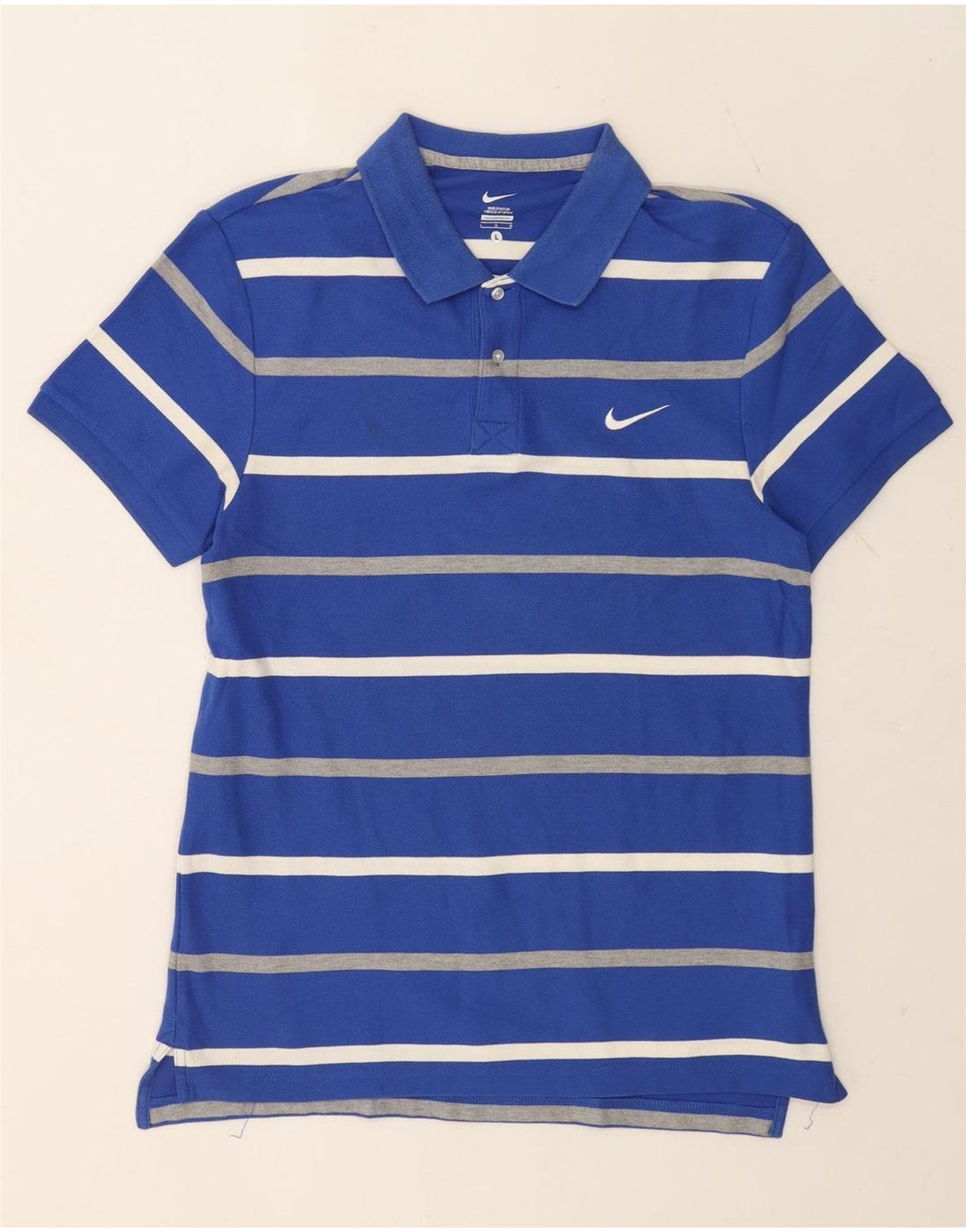 NIKE Poloshirt til mænd, stor blå stribet bomuld