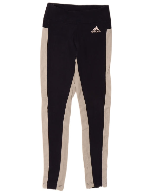 Adidas Grafiske Leggings til kvinder UK 4 XS Navy Blue Colourblock