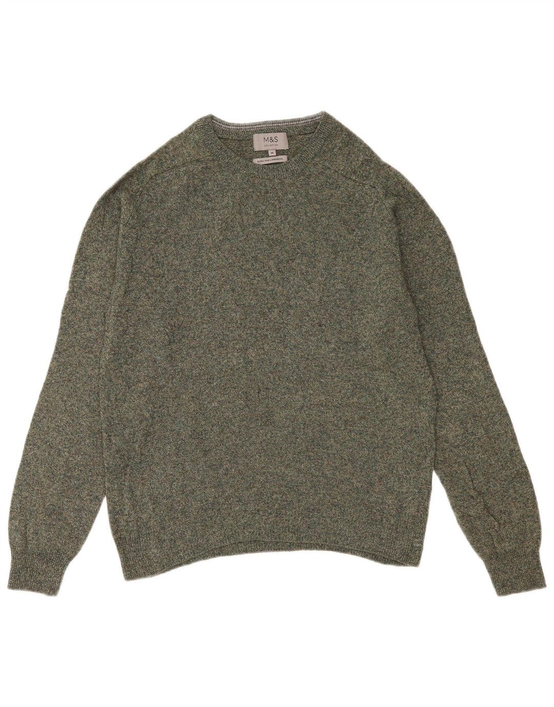 Marks & Spencer Herre Boat Neck Jumper Sweater Medium Green Flecked