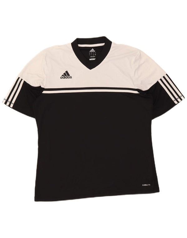 Adidas Herre Climalite T-Shirt Top Stor Sort Colourblock Polyester