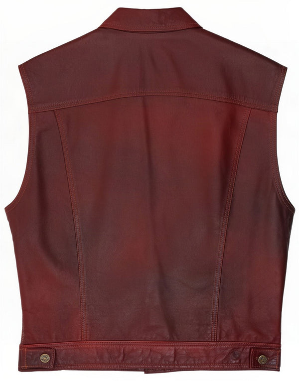 Conbipel Herre Læder Gilet UK 40 Large Burgundy
