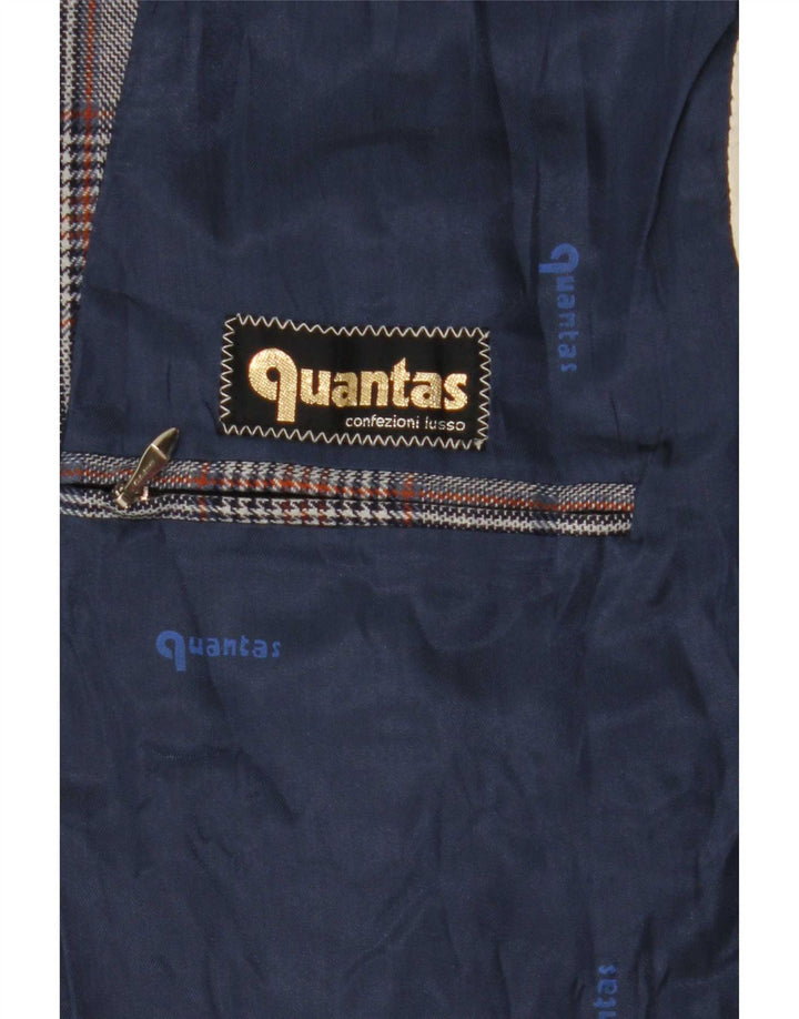 Quantas Dame Longline Blazer Jacket UK 14 Medium Blue Houndstooth