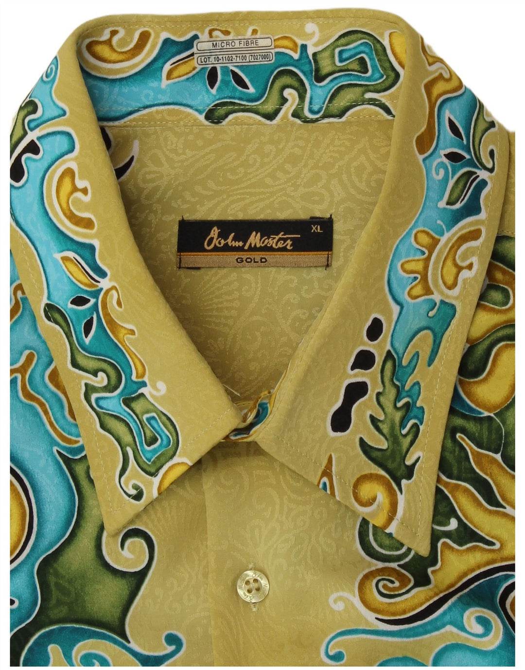 VINTAGE Mens Shirt XL Yellow Floral Microfibers