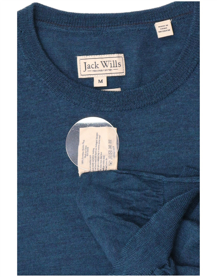 Jack Wills Herre Crew Neck Jumper Sweater Medium Blue Merino Wool