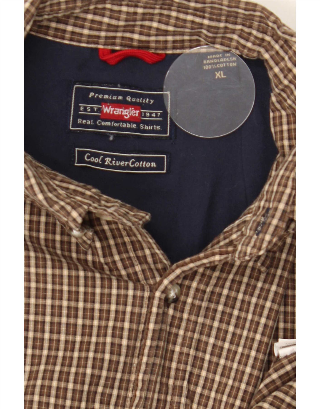 Wrangler herreskjorte XL brun ternet bomuld