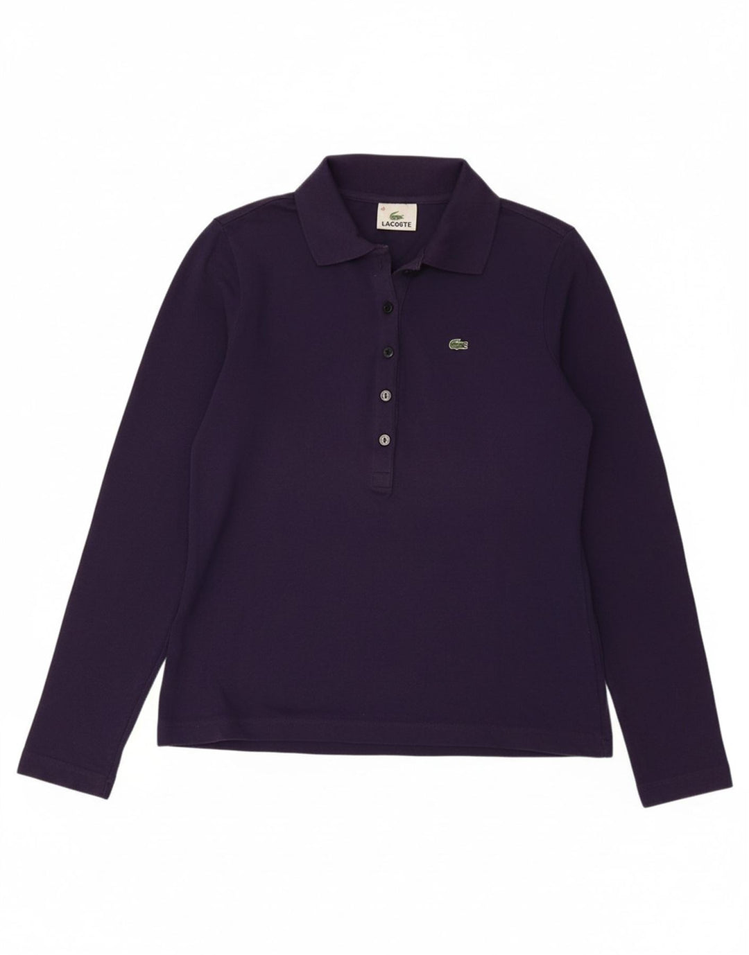 LACOSTE Womens Long Sleeve Polo Shirt Size 40 Medium Navy Blue Cotton