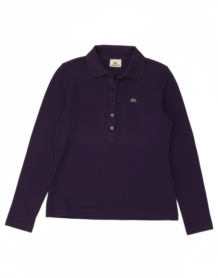 LACOSTE Womens Long Sleeve Polo Shirt Size 40 Medium Navy Blue Cotton