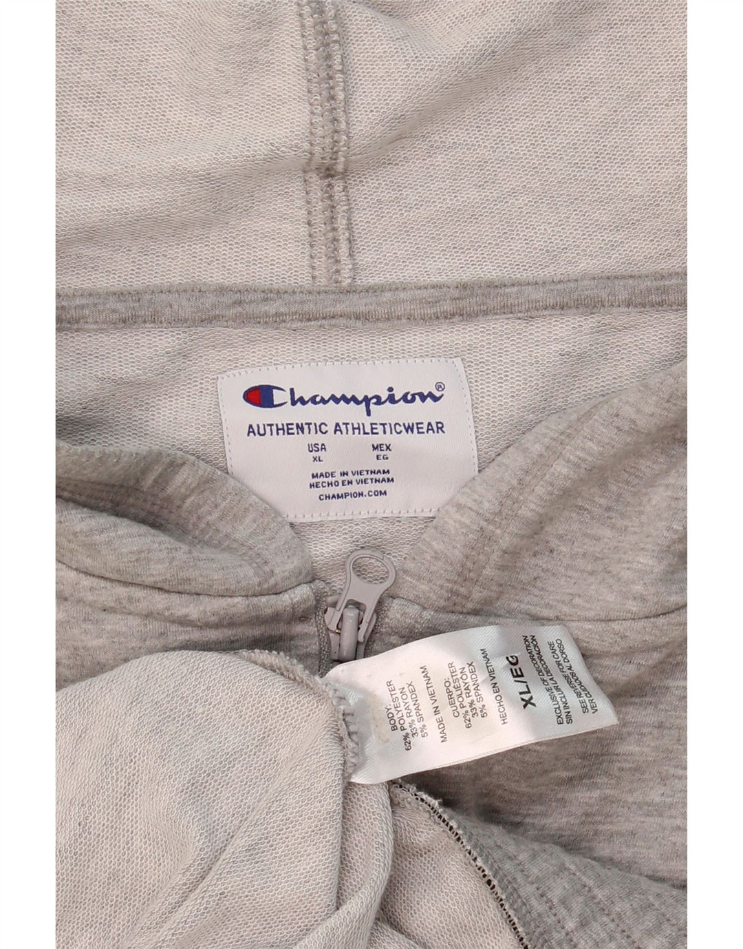 CHAMPION Womens Zip Hoodie Sweater UK 18 XL Grey Polyester Vintage Champion and Second-Hand Champion from Messina Hembry 