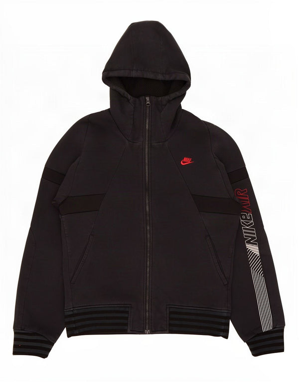 Nike Herre grafisk hættetrøjetrøje med lynlås UK 36/38 Small Black Colourblock