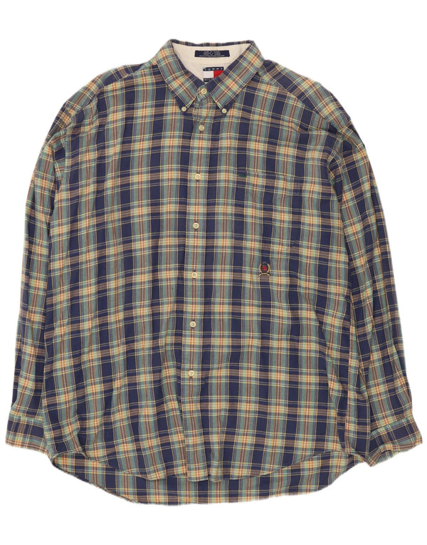 Tommy Hilfiger herreskjorte XL blå ternet bomuld