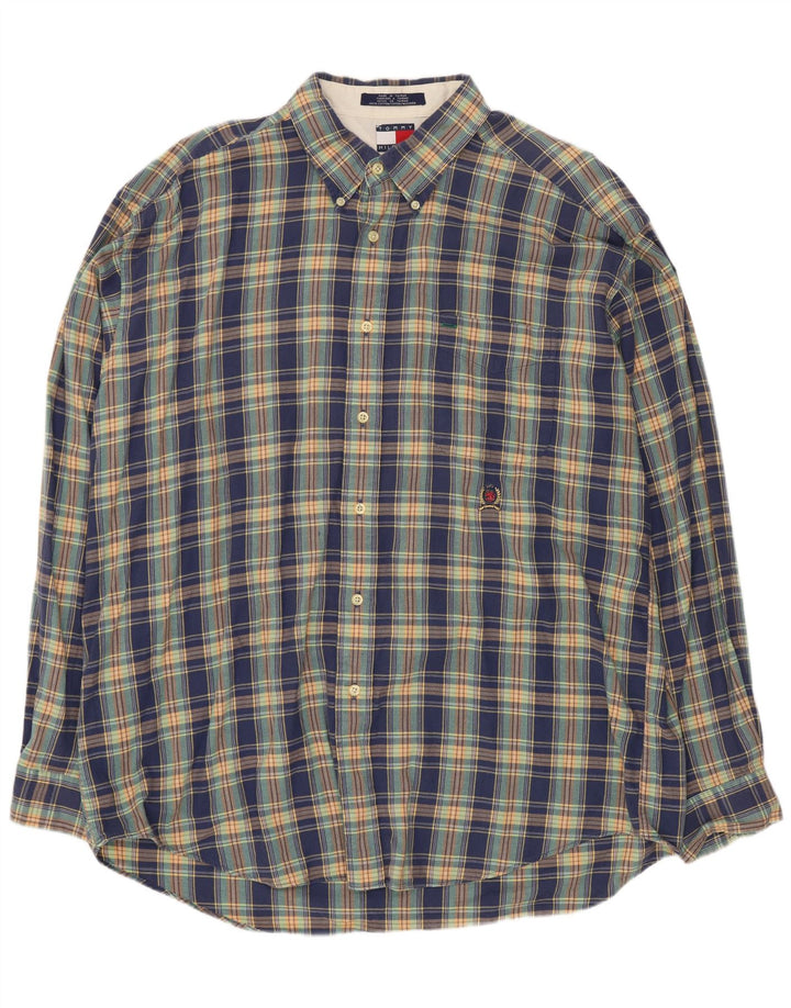 Tommy Hilfiger herreskjorte XL blå ternet bomuld