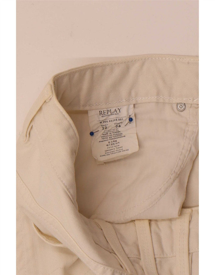 Replay Herre Jeto Straight Jeans W32 L31 Hvid Bomuld
