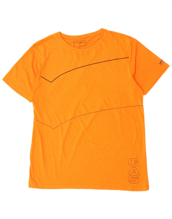 GAS Herre grafisk T-shirt Top XL Orange Bomuld