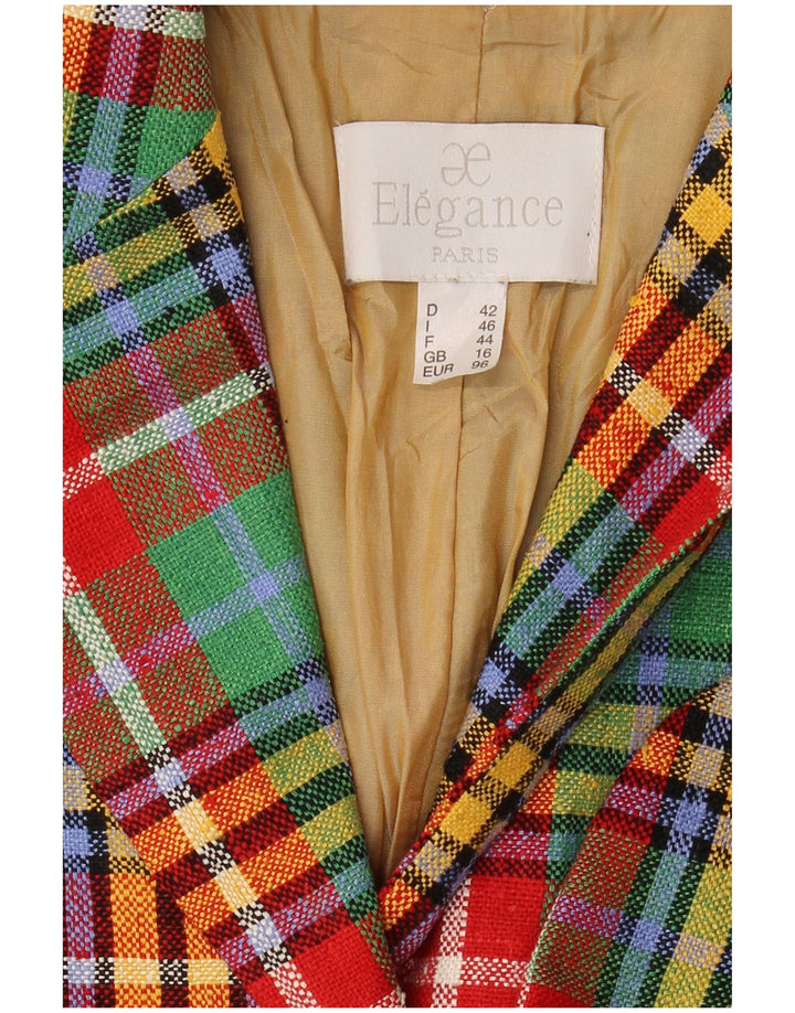 Elegance Paris Dame Blazer Jacket UK 16 Stor Flerfarvet Ternet