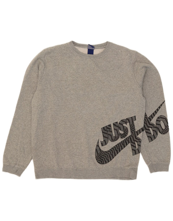Nike grafisk sweatshirt til mænd, stor grå flækket bomuld