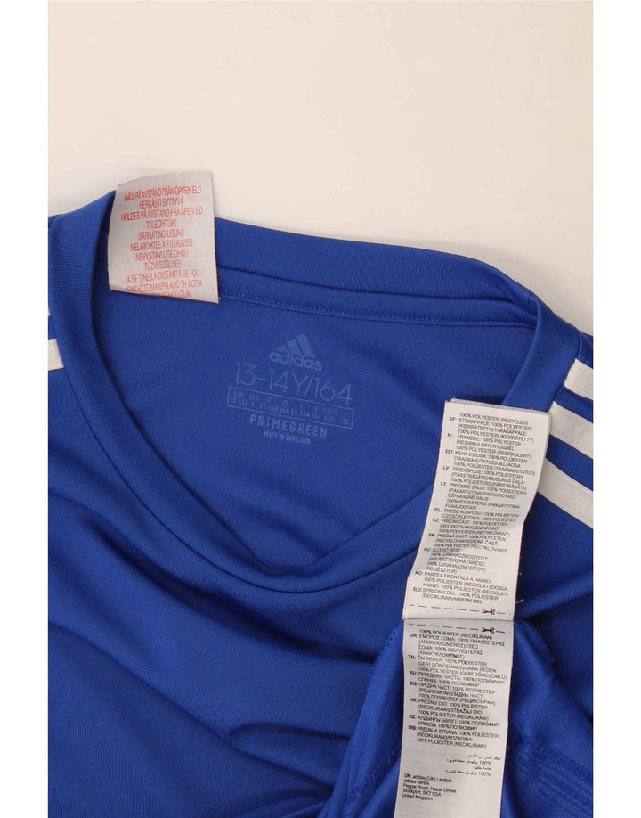 Adidas Boys T-Shirt Top 13-14 År Blå Polyester