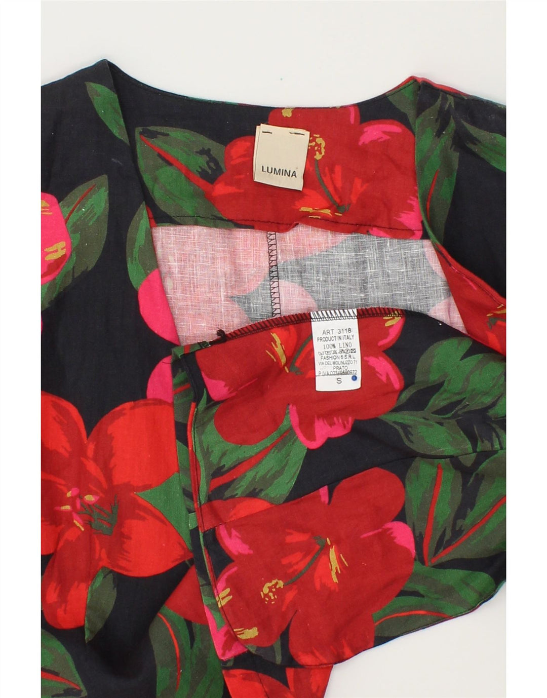 LUMINA Womens Open Blazer Jacket UK 10 Small Multicoloured Floral Linen Vintage Lumina and Second-Hand Lumina from Messina Hembry 
