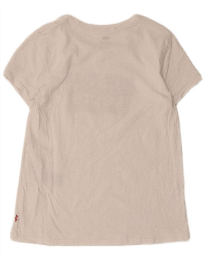 Levi's Grafisk T-shirt top til kvinder UK 12 Medium hvid bomuld