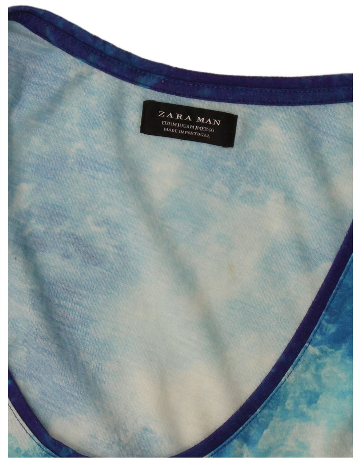 Zara Herre Grafisk Vest Top Medium Blue Colourblock