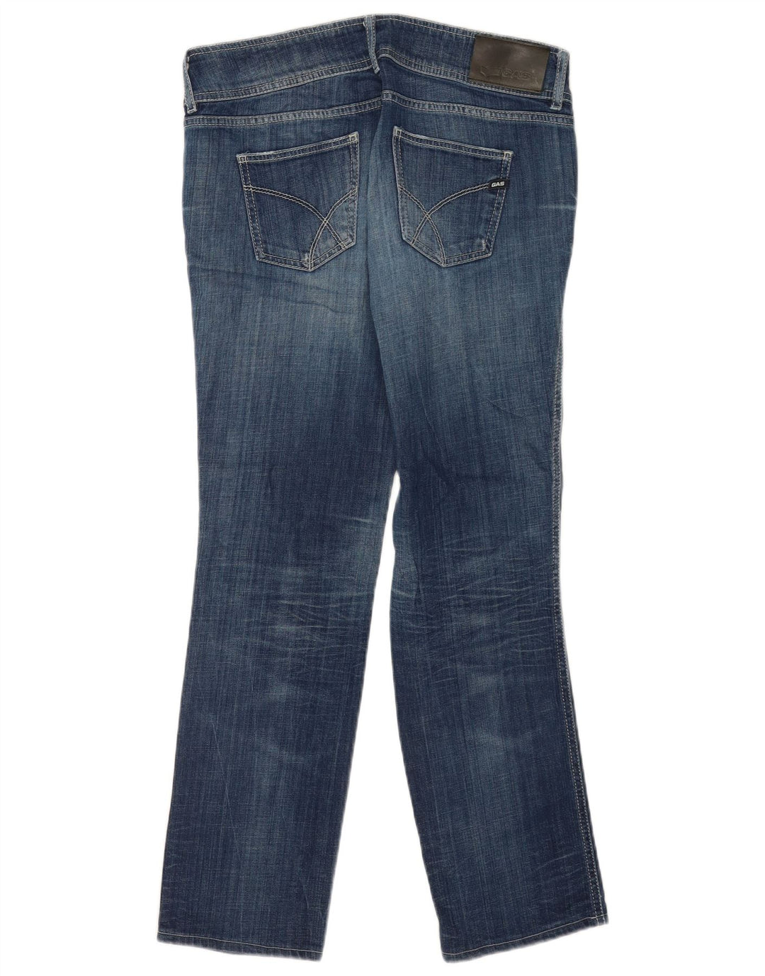 Gas Dame Distressed Straight Jeans W32 L30 Blå Bomuld