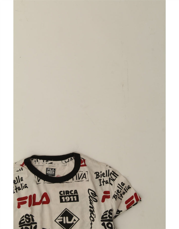 FILA Boys Graphic T-Shirt Top 10-11 Years Medium Off White Cotton Vintage Fila and Second-Hand Fila from Messina Hembry 
