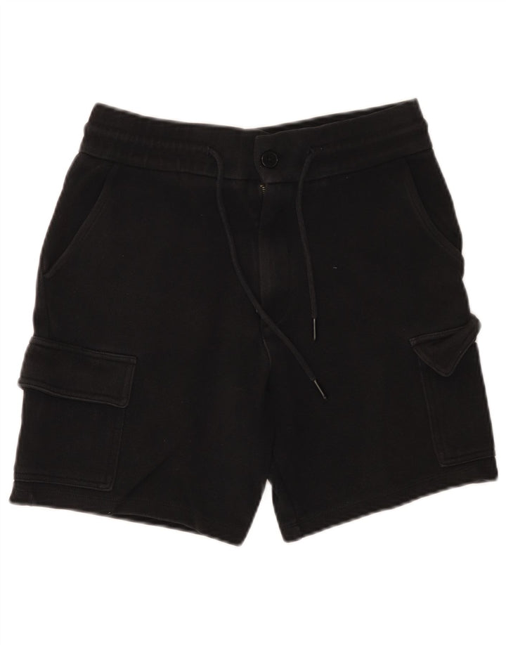 Zara Herre Cargo Shorts Små W30 Sort Bomuld