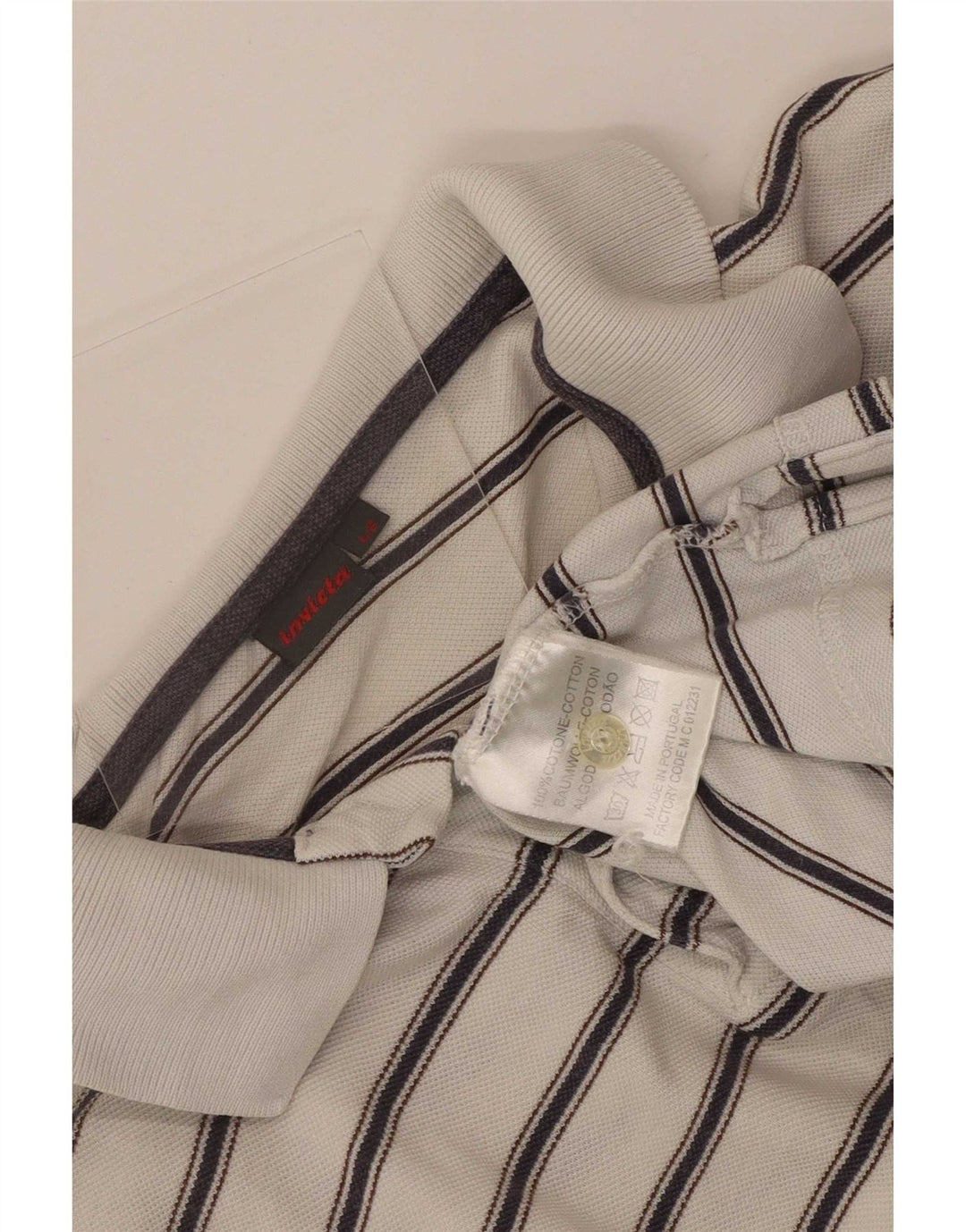 Invicta Polo Shirt til mænd IT 48 Medium hvid stribet bomuld