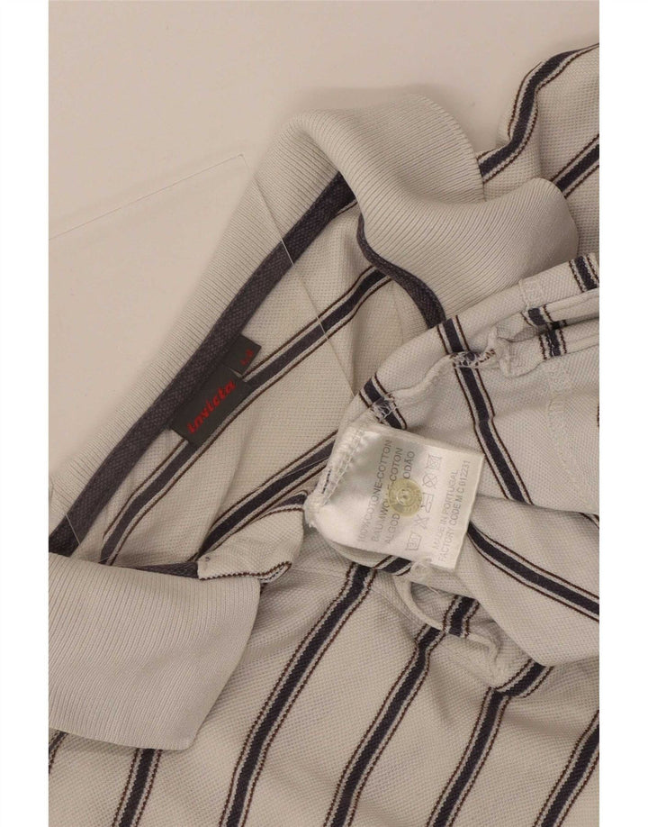 Invicta Polo Shirt til mænd IT 48 Medium hvid stribet bomuld