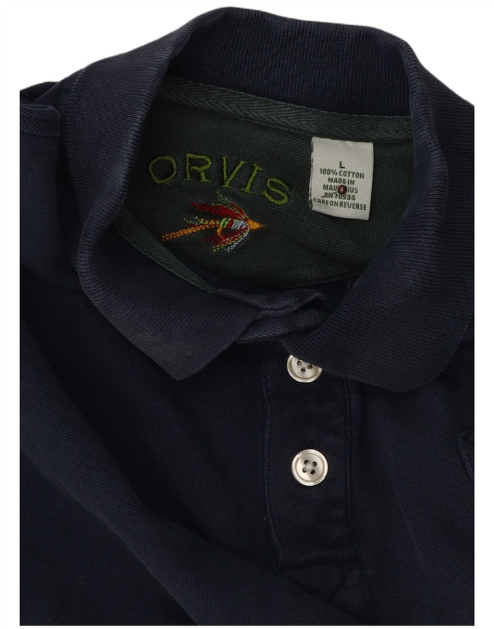 Orvis herre poloshirt Stor marineblå bomuld